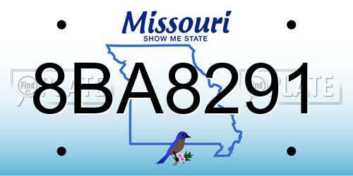 8BA8291 Missouri License Plate