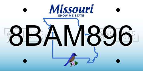 8BAM896 Missouri License Plate