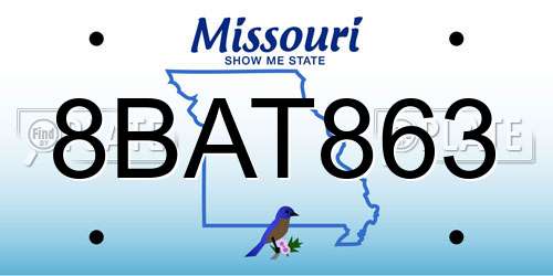 8BAT863 Missouri License Plate