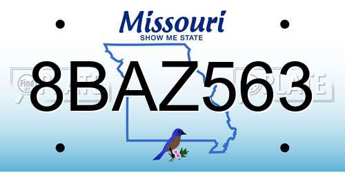 8BAZ563 Missouri License Plate