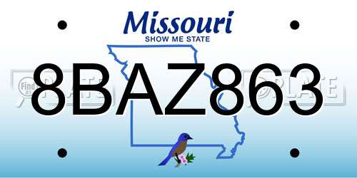 8BAZ863 Missouri License Plate