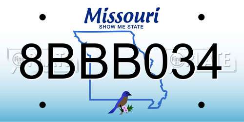 8BBB034 Missouri License Plate