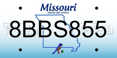 8BBS855 Missouri License Plate