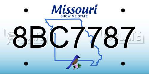 8BC7787 Missouri License Plate