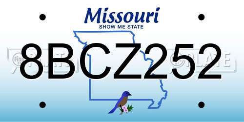 8BCZ252 Missouri License Plate
