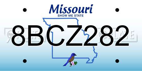 8BCZ282 Missouri License Plate