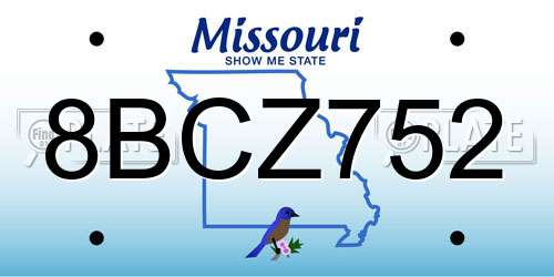 8BCZ752 Missouri License Plate