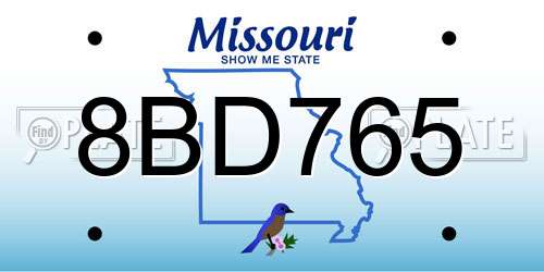 8BD765 Missouri License Plate