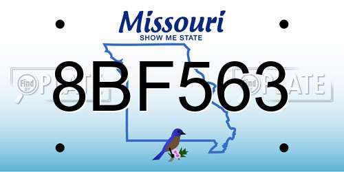 8BF563 Missouri License Plate