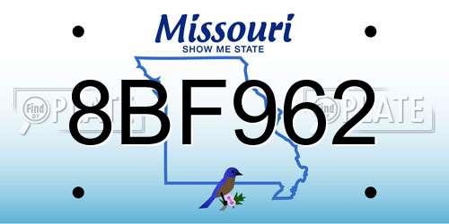 8BF962 Missouri License Plate