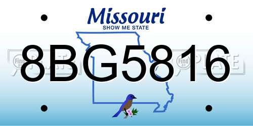 8BG5816 Missouri License Plate