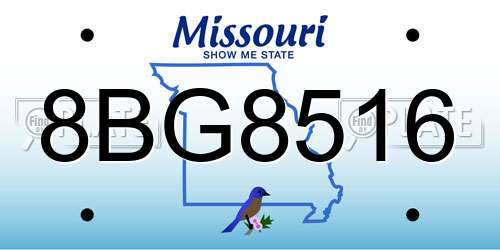 8BG8516 Missouri License Plate