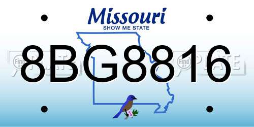 8BG8816 Missouri License Plate
