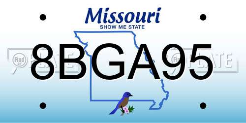 8BGA95 Missouri License Plate