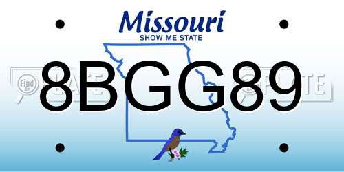 8BGG89 Missouri License Plate