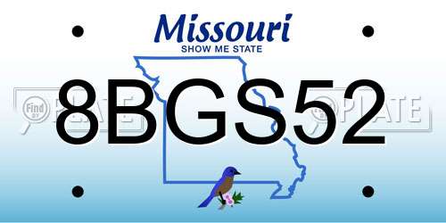 8BGS52 Missouri License Plate