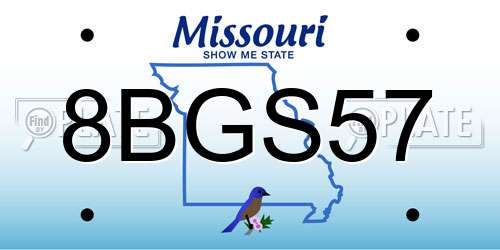 8BGS57 Missouri License Plate