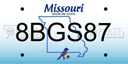 8BGS87 Missouri License Plate