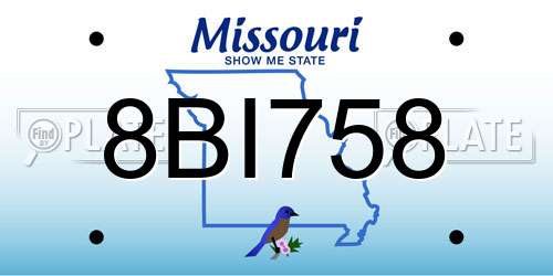 8BI758 Missouri License Plate