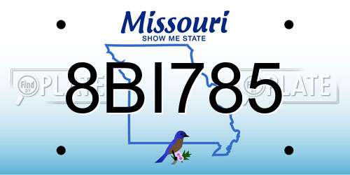 8BI785 Missouri License Plate