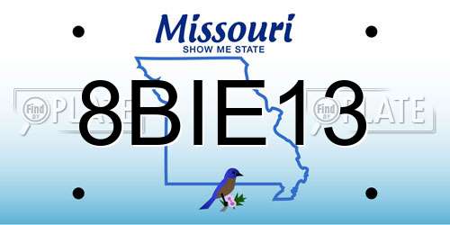 8BIE13 Missouri License Plate