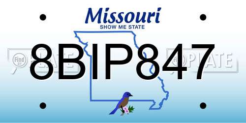 8BIP847 Missouri License Plate