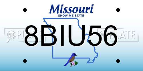 8BIU56 Missouri License Plate