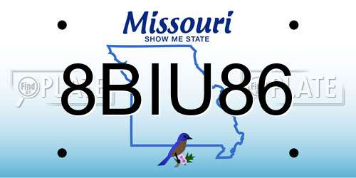 8BIU86 Missouri License Plate