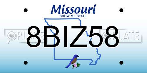 8BIZ58 Missouri License Plate