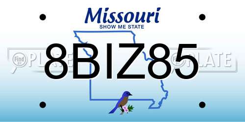 8BIZ85 Missouri License Plate