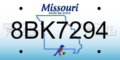 8BK7294 Missouri License Plate