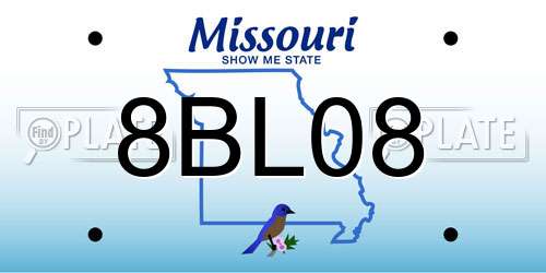 8BL08 Missouri License Plate