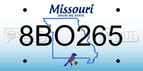 8BO265 Missouri License Plate