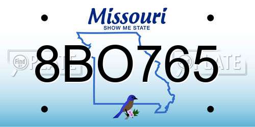 8BO765 Missouri License Plate