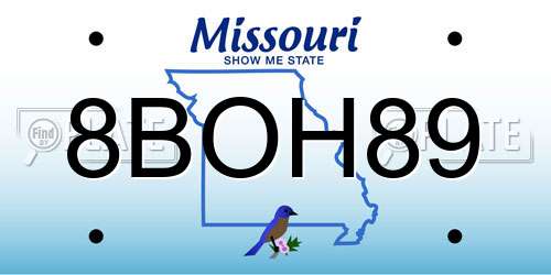 8BOH89 Missouri License Plate