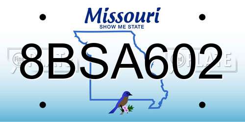 8BSA602 Missouri License Plate