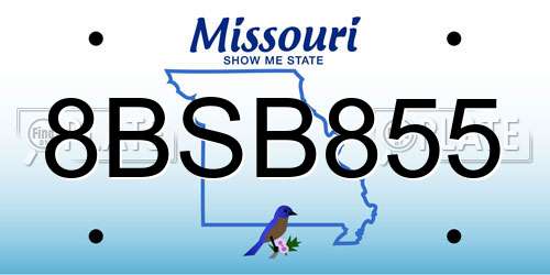 8BSB855 Missouri License Plate