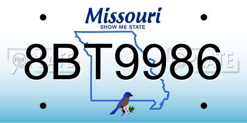 8BT9986 Missouri License Plate