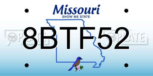 8BTF52 Missouri License Plate