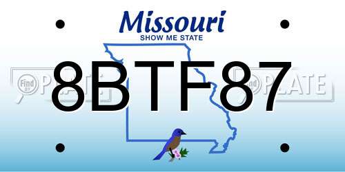 8BTF87 Missouri License Plate