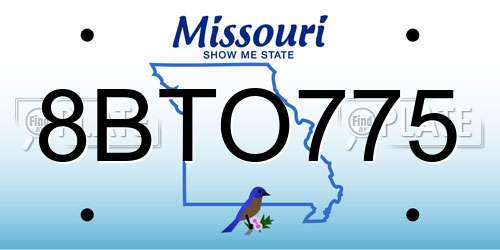 8BTO775 Missouri License Plate