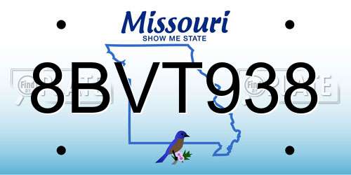 8BVT938 Missouri License Plate
