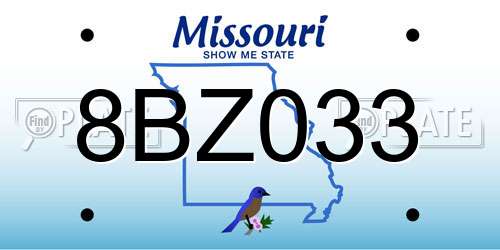 8BZ033 Missouri License Plate