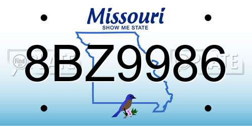 8BZ9986 Missouri License Plate
