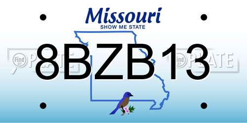 8BZB13 Missouri License Plate