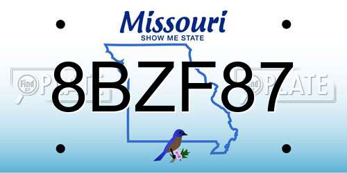 8BZF87 Missouri License Plate