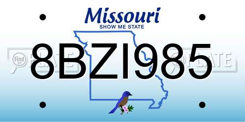8BZI985 Missouri License Plate