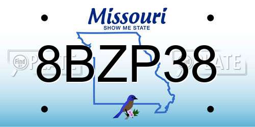 8BZP38 Missouri License Plate