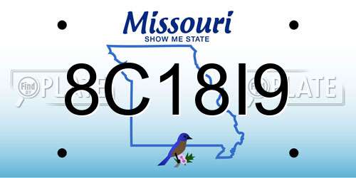 8C18I9 Missouri License Plate