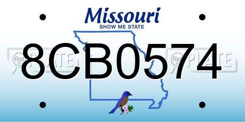 8CB0574 Missouri License Plate